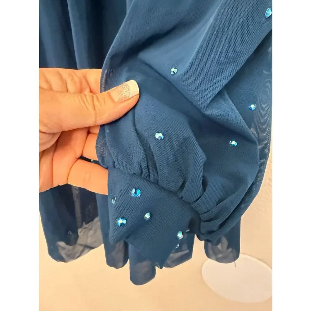Kelle dance costume blue 2 piece babydoll dress RAINDROPS 8451 MA-Medium adult